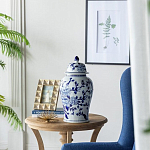 Ваза с крышкой и синим цветочным узором Blue & White Ornament  варинант исполнения - 5 | Loft Concept в Грозном