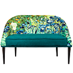 Диван двухместный из натурального бука зеленый с цветочным принтом Impressionism in Art варинант исполнения - 1 | Loft Concept в Грозном