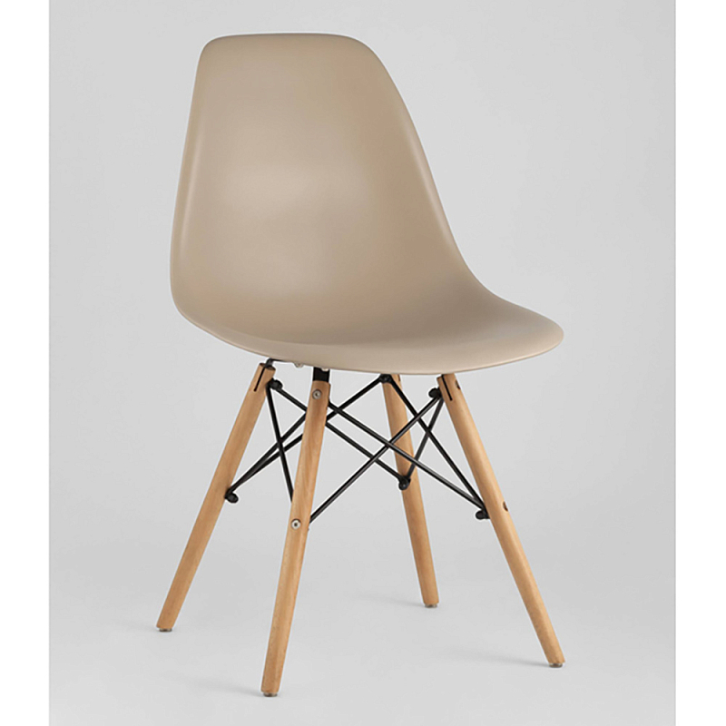 Пластиковый стул на ножках из массива бука Eames Beige Бежевый Древесина Пластиковый стул на ножках из массива бука Eames Beige Бежевый Древесина в Грозном | Loft Concept