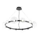 Люстра подвесная круглая с 12-ю прозрачными куполообразными плафонами и черным металлическим основанием Flos Wireline Lighting варинант исполнения - 3 | Loft Concept в Грозном