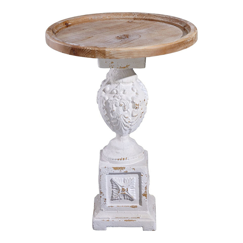 Приставной столик с резным античным узором Antique Engraving Белый Кремовый в Грозном | Loft Concept 