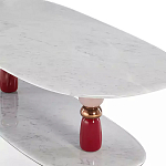 Дизайнерский журнальный стол на 2-х фигурных ножках с подстольем Lycad варинант исполнения - 2 | Loft Concept в Грозном