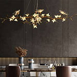 Люстра в виде золотой ветки с цветами и птичками Marvelous Garden варинант исполнения - 4 | Loft Concept в Грозном