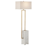 Торшер с прямоугольным абажуром на белом мраморном основании Asymmetry on Marble варинант исполнения - 4 | Loft Concept в Грозном