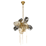 Люстра подвесная со стеклянными плафонами из дымчатого и золотистого с шестью вертикальными подвесками Gilded Mirage  варинант исполнения - 5 | Loft Concept в Грозном