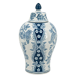 Ваза с крышкой и голубым цветочным рисунком на белом фоне Blue & White Ornament варинант исполнения - 2 | Loft Concept в Грозном