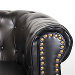 Диван кожаный двухместный на 4-х деревянных ножках из массива березы Logan Leather Seating black варинант исполнения - 5 | Loft Concept в Грозном