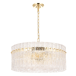 Люстра подвесная круглая с прозрачными рельефными стеклянными вставками и золотым основанием Textured Glass Chandelier варинант исполнения - 1 | Loft Concept в Грозном