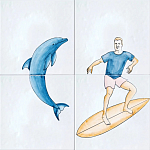 Плитка с узором Дельфин Серфингист варинант исполнения - 2 | Loft Concept в Грозном