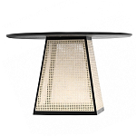 Обеденный стол с круглой чёрной столешницей и плетёным основанием Savanna Round Table варинант исполнения - 1 | Loft Concept в Грозном