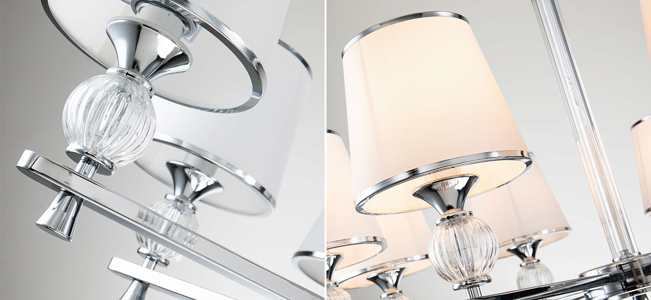 Люстра цвета хром с тканевыми плафонами LUMINAIRE Люстра цвета хром с тканевыми плафонами LUMINAIRE - Loft-Concept в Грозном
