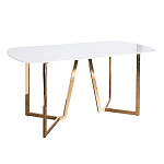 Стол обеденный белый с золотыми глянцевыми ножками Laconic White Table варинант исполнения - 1 | Loft Concept в Грозном