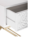 Приставной столик с выдвижным ящиком  White Table Carved Pattern варинант исполнения - 3 | Loft Concept в Грозном
