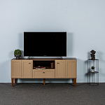 ТВ-тумба бежевая из массива бука с 2-мя дверками и ящиком Wenge Light варинант исполнения - 5 | Loft Concept в Грозном