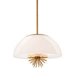 Подвесной светильник золотого цвета с полусферическим опаловым плафоном и декоративным элементом Elstead Lighting варинант исполнения - 1 | Loft Concept в Грозном