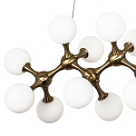 Линейная люстра с плафонами из стеклянных шаров Pearls Suspension Linear Brass Chandelier варинант исполнения - 2 | Loft Concept в Грозном