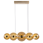 Люстра подвесная светодиодная со стеклянными плафонами янтарного цвета в форме дисков Savio Glass Disc варинант исполнения - 2 | Loft Concept в Грозном