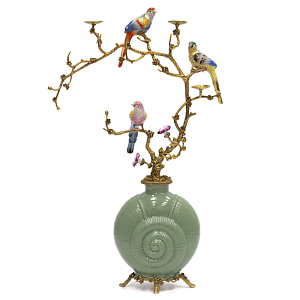 Фарфоровый подсвечник с бронзовым декором Eden Garden