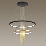 Люстра подвесная с 2-мя круглыми подвесами в черном и золотистом цвете и вертикальными подвесками Ring Horizontal варинант исполнения - 4 | Loft Concept в Грозном