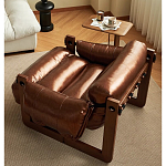 Кресло-диван кожаное на деревянном каркасе Medieval Furniture варинант исполнения - 1 | Loft Concept в Грозном