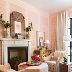 Обои ручная роспись Jharokha Arches Original colourway on pink painted Xuan paper варинант исполнения - 3 | Loft Concept в Грозном