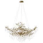Подвесная люстра в виде ветвей деревьев золотого цвета с прозрачными подвесками-каплями 10 и 14 ламп Droplet Chandelier варинант исполнения - 1 | Loft Concept в Грозном