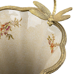 Ваза голубого цвета из фарфора с цветочным рисунком и бронзовой стрекозой Blue Garden варинант исполнения - 1 | Loft Concept в Грозном