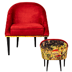 Кресло из натурального бука красное с цветным принтом Impressionism in Art варинант исполнения - 2 | Loft Concept в Грозном