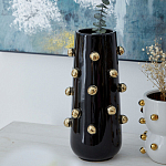 Ваза черная цилиндрическая с глянцевым покрытием и золотыми декоративными элементами Molecule Collection варинант исполнения - 3 | Loft Concept в Грозном