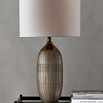 Настольная лампа керамическая с тканевым цилиндрическим абажуром Bullet варинант исполнения - 3 | Loft Concept в Грозном