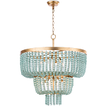 Круглая трехъярусная люстра с подвесками в виде круглых стеклянных бусин Blue Beads Chandelier варинант исполнения - 1 | Loft Concept в Грозном