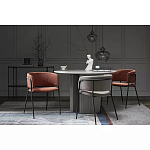 Стул полукруглый с каркасом из металла и мягким сиденьем и спинкой Soft Chenille варинант исполнения - 4 | Loft Concept в Грозном