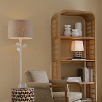 Торшер с белым каркасом и тканевыми абажуром Natural Stems варинант исполнения - 5 | Loft Concept в Грозном