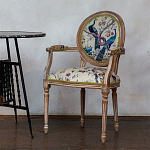 Полукресло из массива бука бежевое с изображением птиц и цветов Beige Green Chinoiserie Garden Chair варинант исполнения - 5 | Loft Concept в Грозном