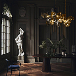 Люстра подвесная с 18-ю стеклянными плафонами с вертикальными подвесками Gilded Mirage  варинант исполнения - 9 | Loft Concept в Грозном