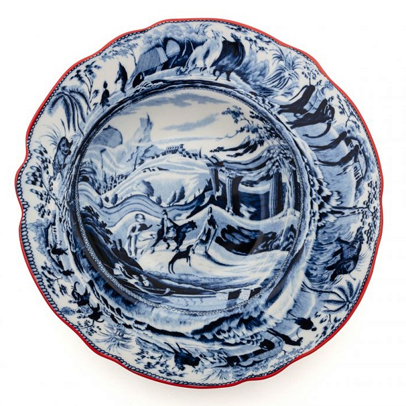 Тарелка глубокая Seletti Arabian Белый Синий в Грозном | Loft Concept 