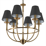 Люстра на металлическом основании бронзового цвета с 6-ю черными конусовидными абажурами Dignity варинант исполнения - 8 | Loft Concept в Грозном