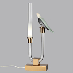 Настольная лампа с прозрачной трубкой и декоративной фигуркой птицы на бронзовой подставке Ganthea варинант исполнения - 3 | Loft Concept в Грозном