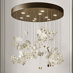 Люстра каскадная с белыми цветами и птицами Takeoff варинант исполнения - 2 | Loft Concept в Грозном