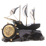 Часы настольные в виде парусника из натурального камня Обсидиан Sailboat Stone Clock варинант исполнения - 4 | Loft Concept в Грозном