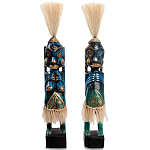 Комплект из 2-х деревянных статуэток Asmat Straw Headdress Statuettes Blue Tattoo варинант исполнения - 4 | Loft Concept в Грозном