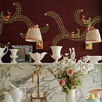 Обои с вышивкой ручной работы Fyodor Original colourway on Merlot linen варинант исполнения - 4 | Loft Concept в Грозном