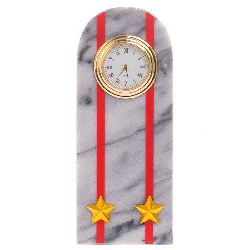 Часы погон МВД подарочные настольные из натурального камня Мрамор Military Clock Белый Мрамор Bianco Красный Золотой Часы погон МВД подарочные настольные из натурального камня Мрамор Military Clock Белый Мрамор Bianco Красный Золотой в Грозном | Loft Concept