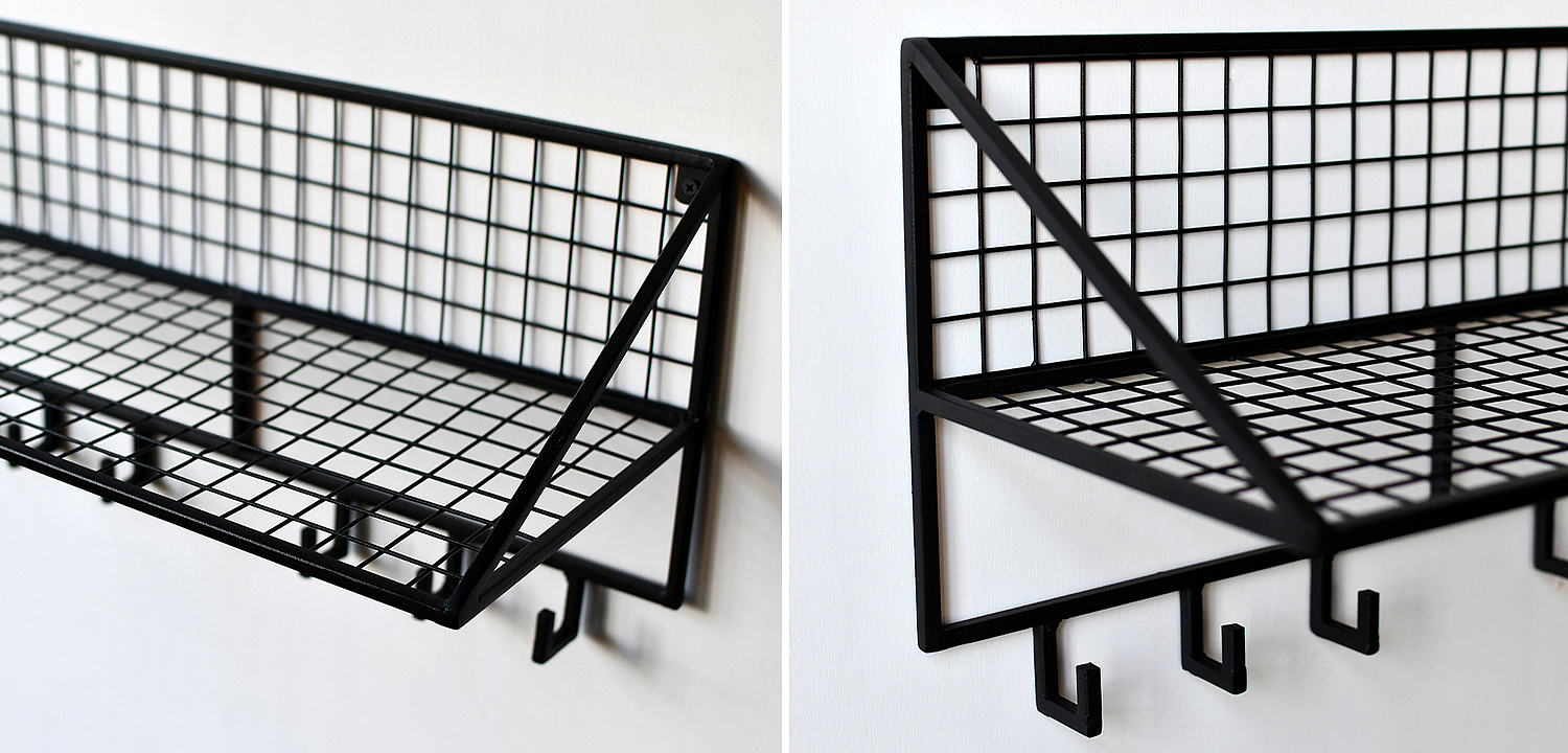 Вешалка с полкой Rhian Industrial Metal Rust Shelf Black S Вешалка с полкой Rhian Industrial Metal Rust Shelf Black S - Loft-Concept в Грозном
