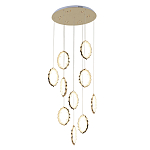 Потолочная люстра каскадная светодиодная с золотистым каркасом Ring of Fire варинант исполнения - 1 | Loft Concept в Грозном