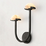 Бра с 2-мя мраморными плафонами на черном корпусе Light Warm Light варинант исполнения - 1 | Loft Concept в Грозном