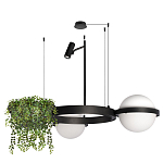 Подвесной светильник с 2-мя шарообразными плафонами и цилиндрическим спотом Light of Еyes варинант исполнения - 2 | Loft Concept в Грозном