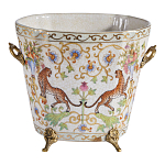 Кашпо с растительным и животным орнаментом на бронзовых ножках Turquoise Blooming Garden варинант исполнения - 1 | Loft Concept в Грозном