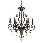 Люстра с подвесками из прозрачного стекла на кованом каркасе бронзового цвета в классическом стиле Quoizel варинант исполнения - 5 | Loft Concept в Грозном