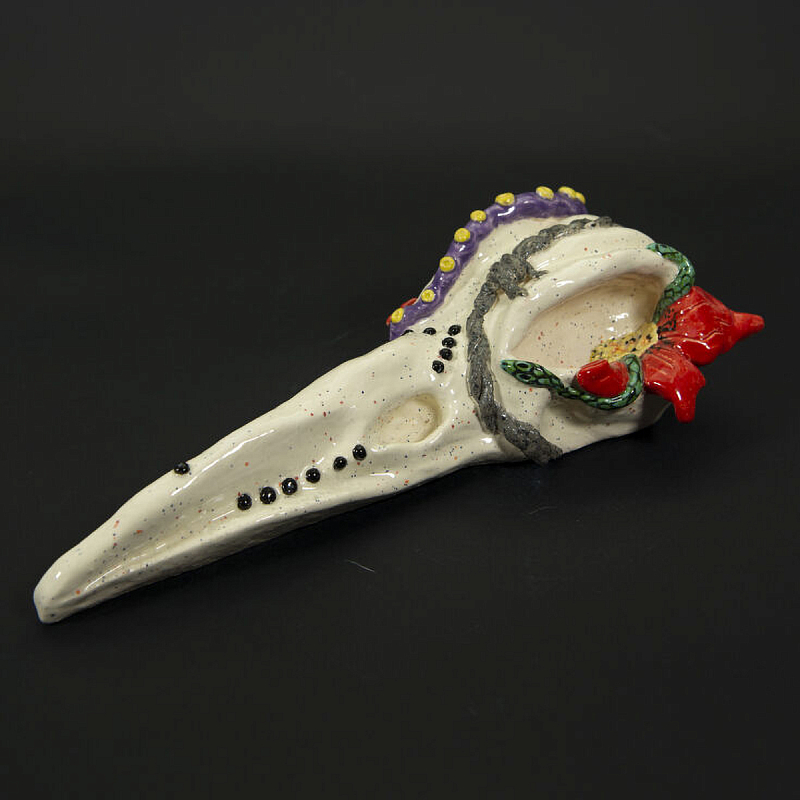 Скульптура CROWN SKULL Бежевый Красный Фиолетовый Скульптура CROWN SKULL Бежевый Красный Фиолетовый в Грозном | Loft Concept